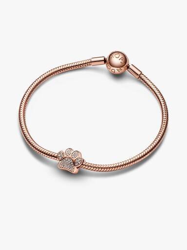 Funkelnder Pfotenabdruck-Charm – 14 Karat Roségold-Beschichtung Funkelnder Pfotenabdruck-Charm – 14 Karat Roségold-Beschichtung