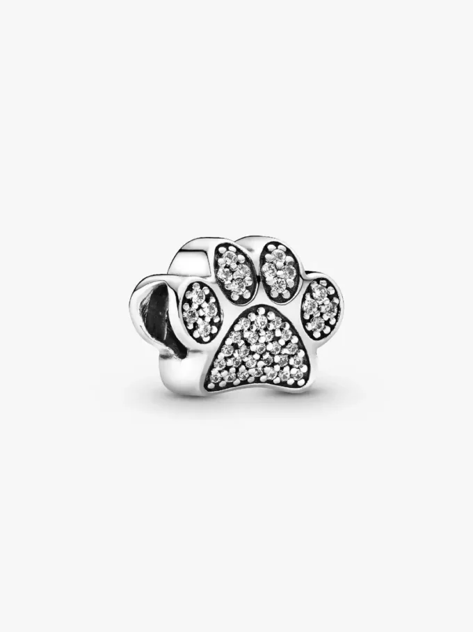 Funkelnder Pfotenabdruck-Charm aus Sterlingsilber