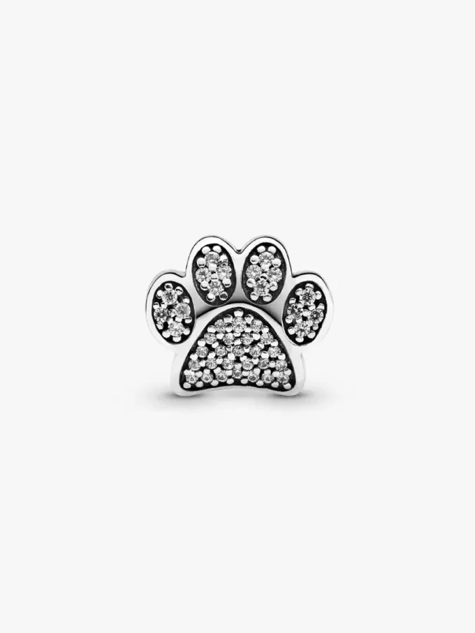 Funkelnder Pfotenabdruck-Charm aus Sterlingsilber