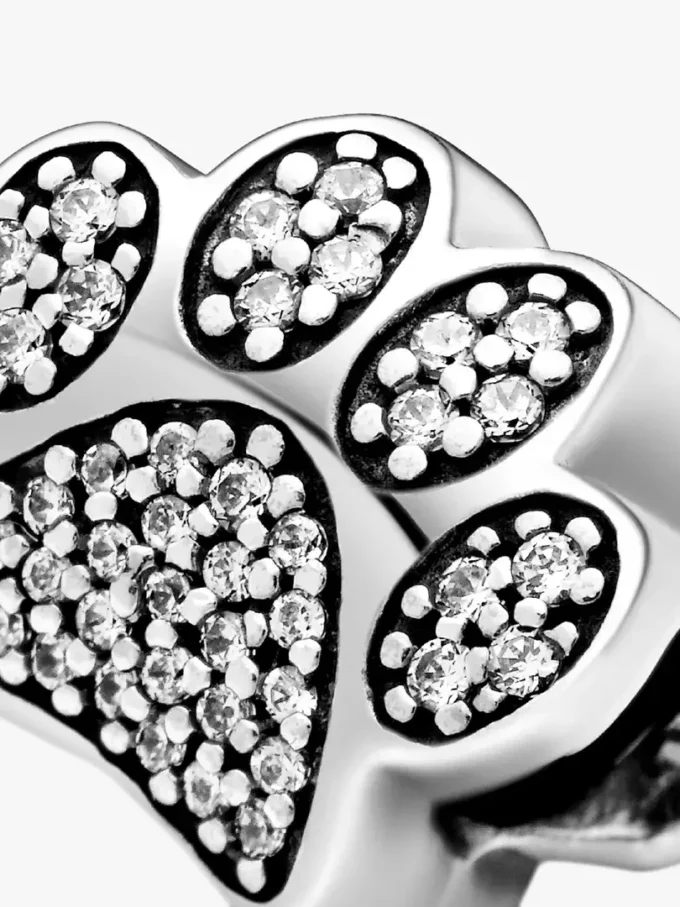 Funkelnder Pfotenabdruck-Charm aus Sterlingsilber