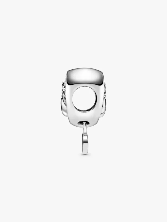 Funkelnder Pfotenabdruck- & Herz-Charm aus Sterlingsilber Funkelnder Pfotenabdruck- & Herz-Charm aus Sterlingsilber