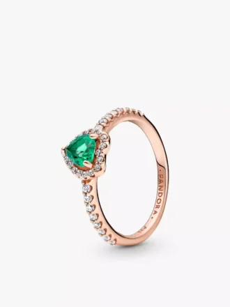 Funkelnder Ring mit erhabenem Herz, 14-karätige Roségoldbeschichtung