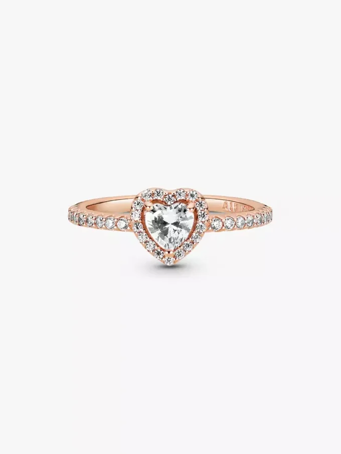 Funkelnder Ring mit erhabenem Herz, 14-karätige Roségoldbeschichtung