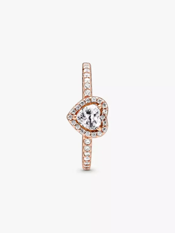 Funkelnder Ring mit erhabenem Herz, 14-karätige Roségoldbeschichtung