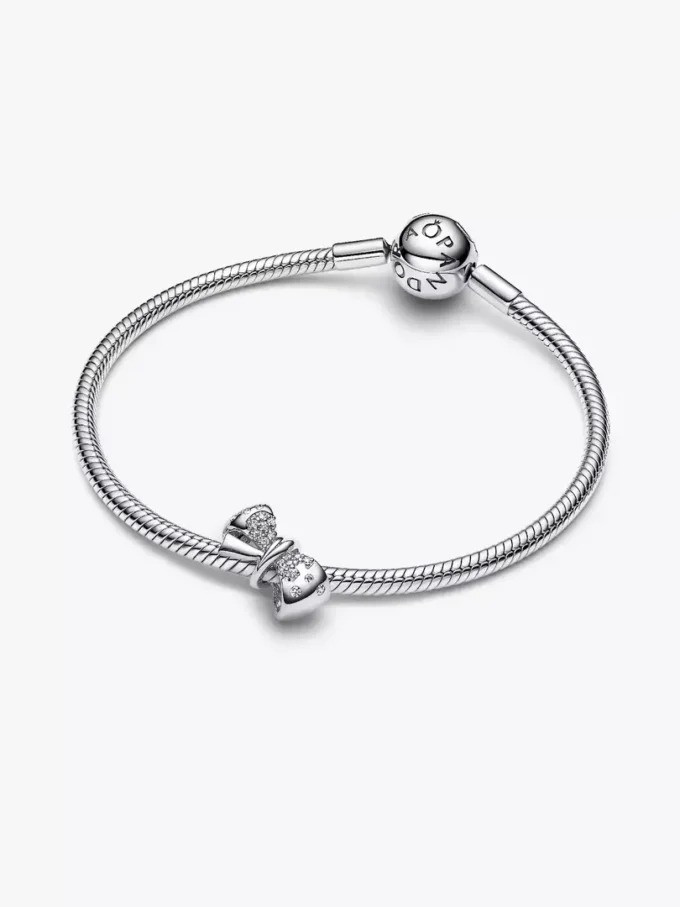 Funkelnder Schleifen-Charm aus Sterlingsilber Funkelnder Schleifen-Charm aus Sterlingsilber