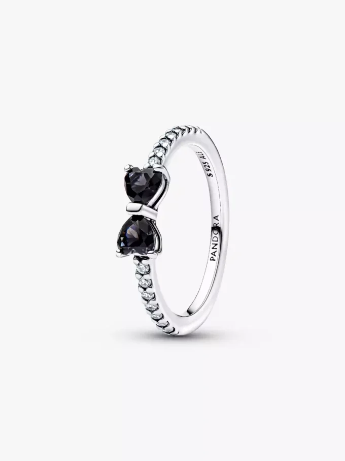 Funkelnder schwarzer Schleifenring aus Sterlingsilber Funkelnder schwarzer Schleifenring aus Sterlingsilber