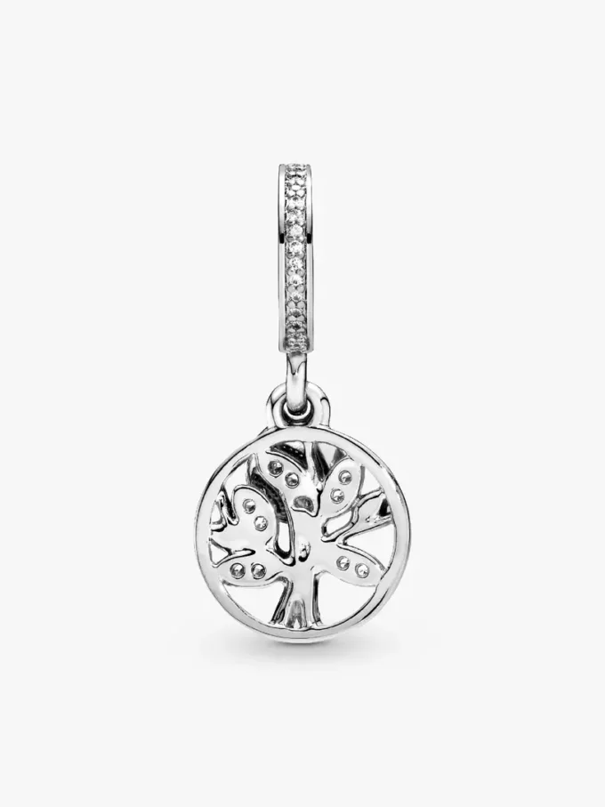 Funkelnder Stammbaum-Dangle Charm aus 14-karätigem Gold und Sterlingsilber Funkelnder Stammbaum-Dangle Charm aus 14-karätigem Gold und Sterlingsilber