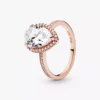 Funkelnder Teardrop-Halo-Ring, 14 Karat Roségold-Beschichtung