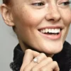 Funkelnder Teardrop-Halo-Ring, 14 Karat Roségold-Beschichtung