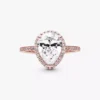 Funkelnder Teardrop-Halo-Ring, 14 Karat Roségold-Beschichtung