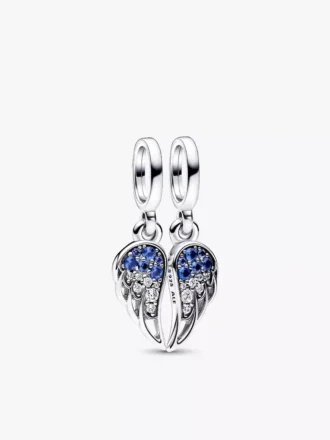 Funkelnder, teilbarer Engel-Flügel-Dangle Charm aus Sterlingsilber