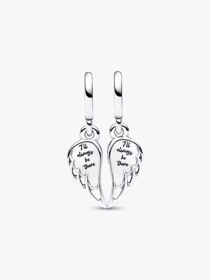 Funkelnder, teilbarer Engel-Flügel-Dangle Charm aus Sterlingsilber Funkelnder, teilbarer Engel-Flügel-Dangle Charm aus Sterlingsilber