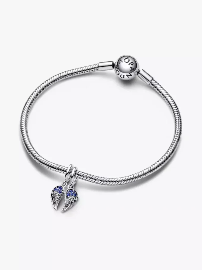 Funkelnder, teilbarer Engel-Flügel-Dangle Charm aus Sterlingsilber Funkelnder, teilbarer Engel-Flügel-Dangle Charm aus Sterlingsilber