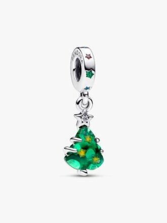 Funkelnder Weihnachtsbaum-Dangle Charm – Sterlingsilber