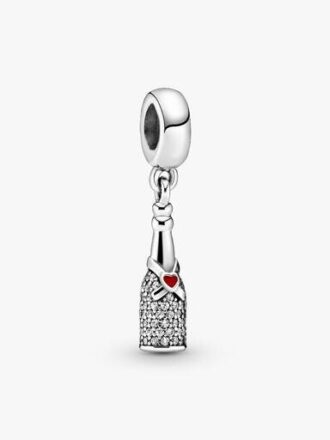 Funkelnder Weinflaschen-Dangle Charm – Sterlingsilber