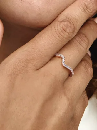 Funkelnder Wellenring, 14 Karat Roségold-Beschichtung