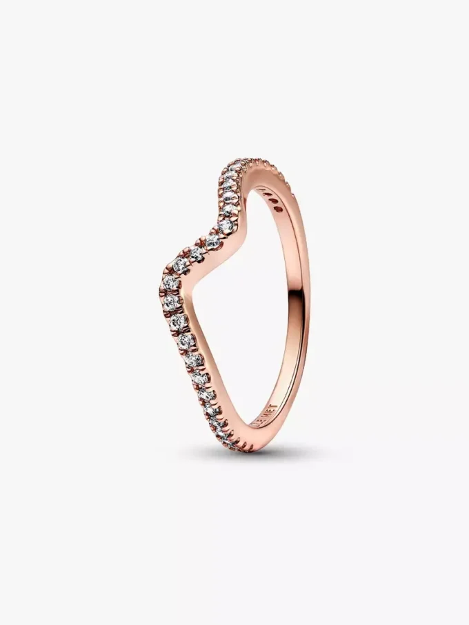 Funkelnder Wellenring, 14 Karat Roségold-Beschichtung Funkelnder Wellenring, 14 Karat Roségold-Beschichtung