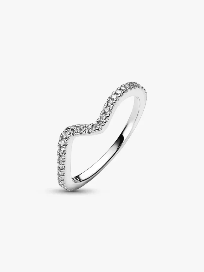 Funkelnder Wellenring aus Sterlingsilber