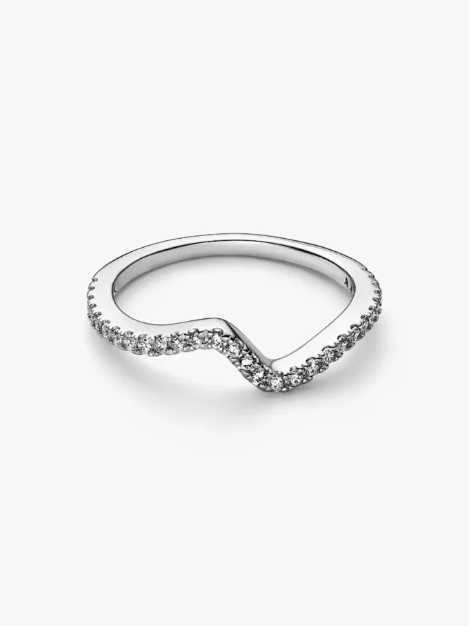 Funkelnder Wellenring aus Sterlingsilber