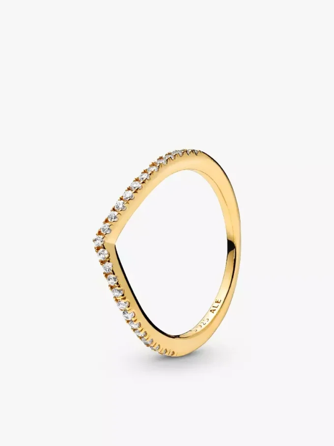 Funkelnder Wishbone Ring aus 18 Karat vergoldetem Sterlingsilber Funkelnder Wishbone Ring aus 18 Karat vergoldetem Sterlingsilber