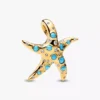 Endgültiger Verkauf – funkelnder blauer Seestern-Dangle Charm, 14-karätig vergoldet
