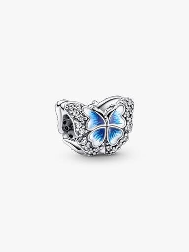 Funkelndes Charm „Blauer Schmetterling“ – Sterlingsilber Funkelndes Charm „Blauer Schmetterling“ – Sterlingsilber