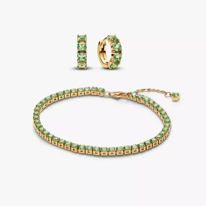 Funkelndes grünes Armband- und Ohrring-Set (2er-Set) Funkelndes grünes Armband- und Ohrring-Set (2er-Set)