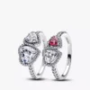 Funkelndes Halo-Herzen-Ring-Set (2er-Set)