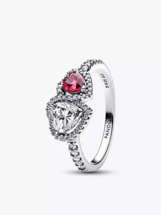 Funkelndes Halo-Herzen-Ring-Set (2er-Set)