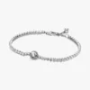 Funkelndes Halo-Tennisarmband aus Sterlingsilber