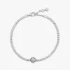 Funkelndes Halo-Tennisarmband aus Sterlingsilber