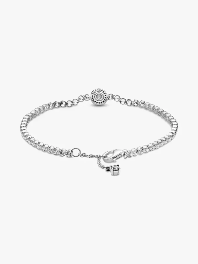 Funkelndes Halo-Tennisarmband aus Sterlingsilber