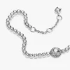 Funkelndes Halo-Tennisarmband aus Sterlingsilber