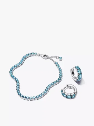 Funkelndes hellblaues Tennis-Schmuckset, 2er-Set