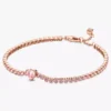 Funkelndes Herz-Tennisarmband, 14 Karat Roségold-Beschichtung
