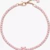Funkelndes Herz-Tennisarmband, 14 Karat Roségold-Beschichtung
