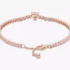 Funkelndes Herz-Tennisarmband, 14 Karat Roségold-Beschichtung