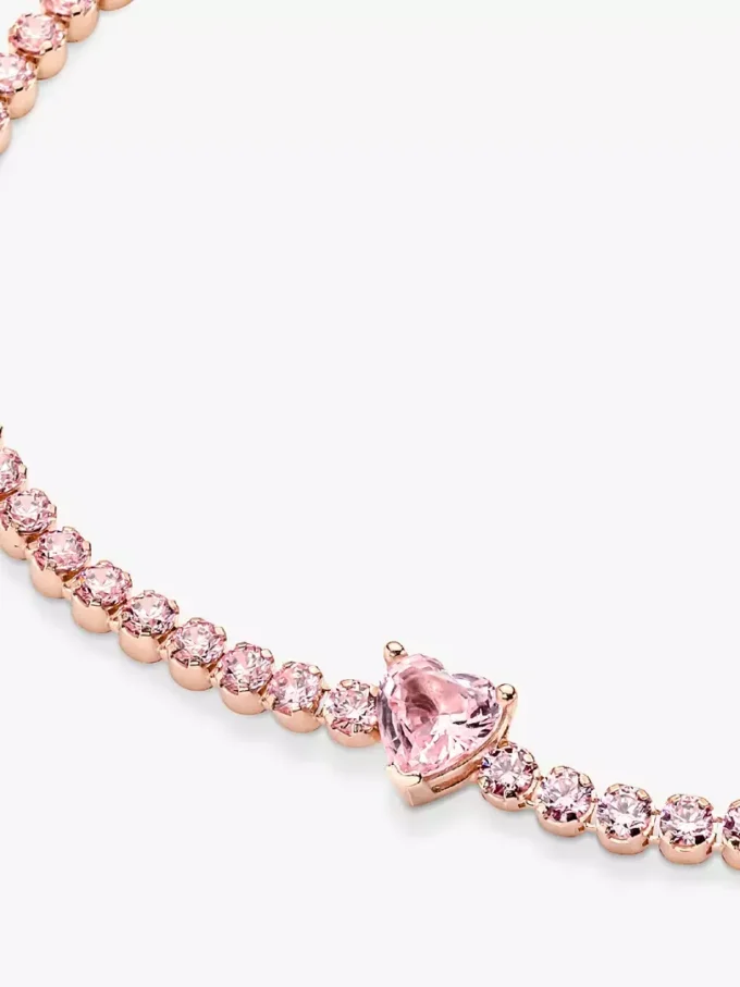 Funkelndes Herz-Tennisarmband, 14 Karat Roségold-Beschichtung
