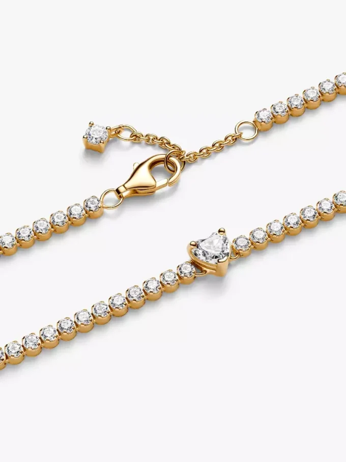 Funkelndes Herz-Tennisarmband, 14 Karat vergoldet Funkelndes Herz-Tennisarmband, 14 Karat vergoldet