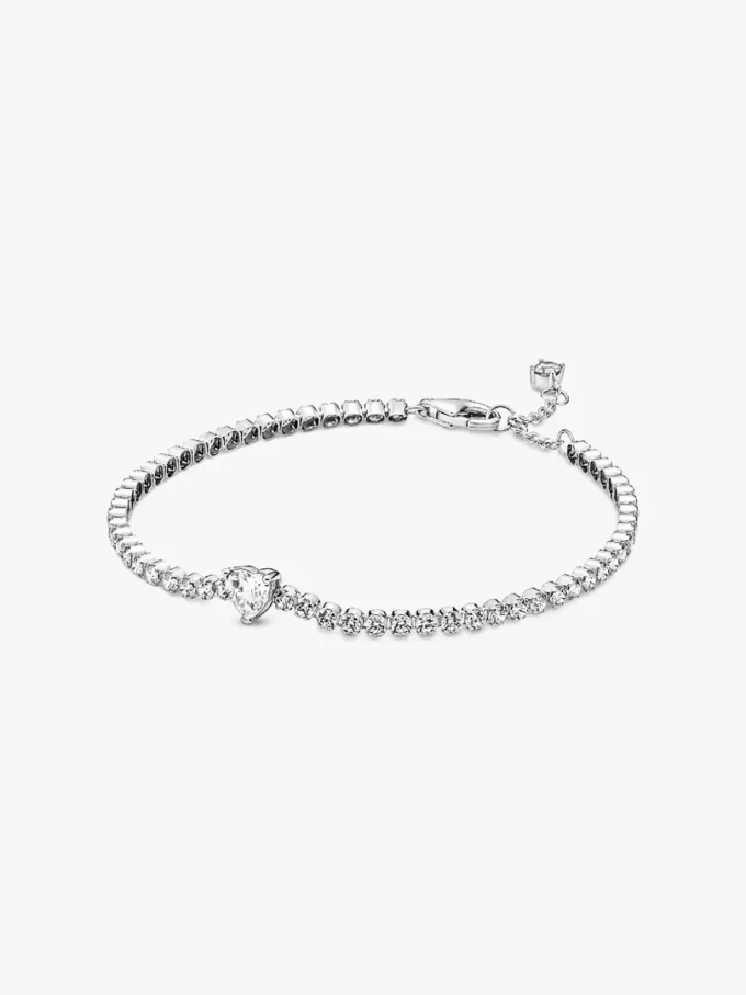 Funkelndes Herz-Tennisarmband aus Sterlingsilber Funkelndes Herz-Tennisarmband aus Sterlingsilber