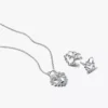 Funkelndes Herz-Vorhängeschloss-Schmuck-Geschenkset aus Sterlingsilber