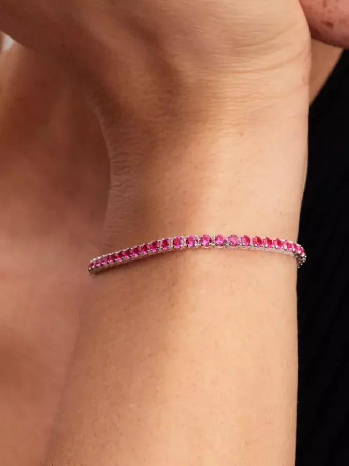 Funkelndes rosa Tennisarmband aus Sterlingsilber Funkelndes rosa Tennisarmband aus Sterlingsilber