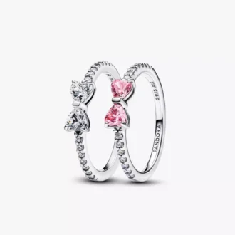 Funkelndes Schleifen-Duo-Ring-Set, 2er-Set