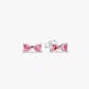 Funkelnde rosa Schleifen-Ohrringe aus Sterlingsilber Funkelnde rosa Schleifen-Ohrringe aus Sterlingsilber