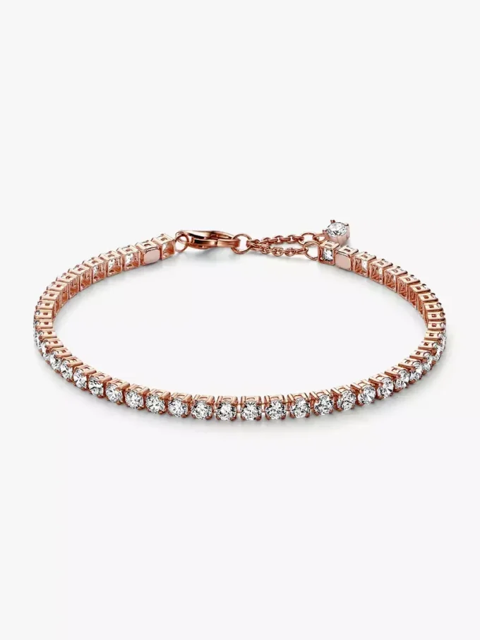 Funkelndes Tennisarmband, 14 Karat Roségold-Beschichtung Funkelndes Tennisarmband, 14 Karat Roségold-Beschichtung