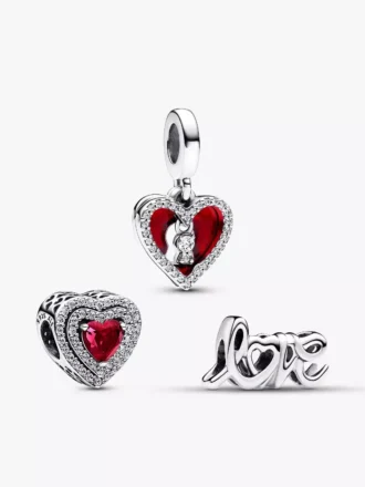 Funkelndes Trio aus roten Dangle Charms, 3er-Set