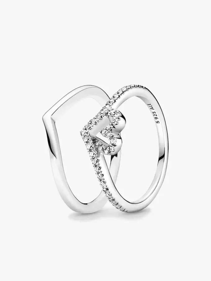 Funkelndes Wishbone-Herz-Ring-Set (2er-Set) Funkelndes Wishbone-Herz-Ring-Set (2er-Set)