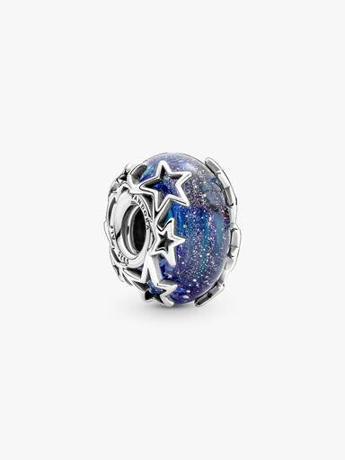 Galaxy Blue & Star Murano-Charm – Sterlingsilber Galaxy Blue & Star Murano-Charm – Sterlingsilber