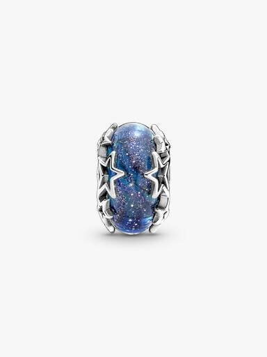 Galaxy Blue & Star Murano-Charm – Sterlingsilber Galaxy Blue & Star Murano-Charm – Sterlingsilber