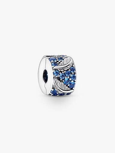 Gebogener Feder- & Pavé-Clip Charm – Sterlingsilber Gebogener Feder- & Pavé-Clip Charm – Sterlingsilber